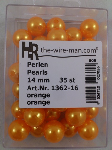 Parels oranje 14 mm. 35 st